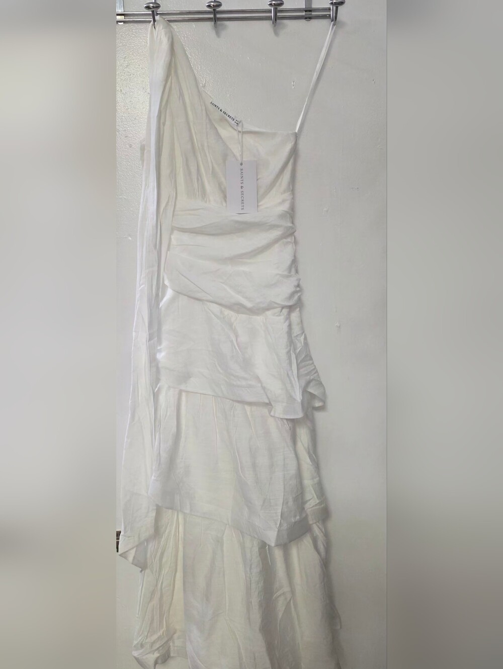 White Asymmetrical Layered Women's Dress